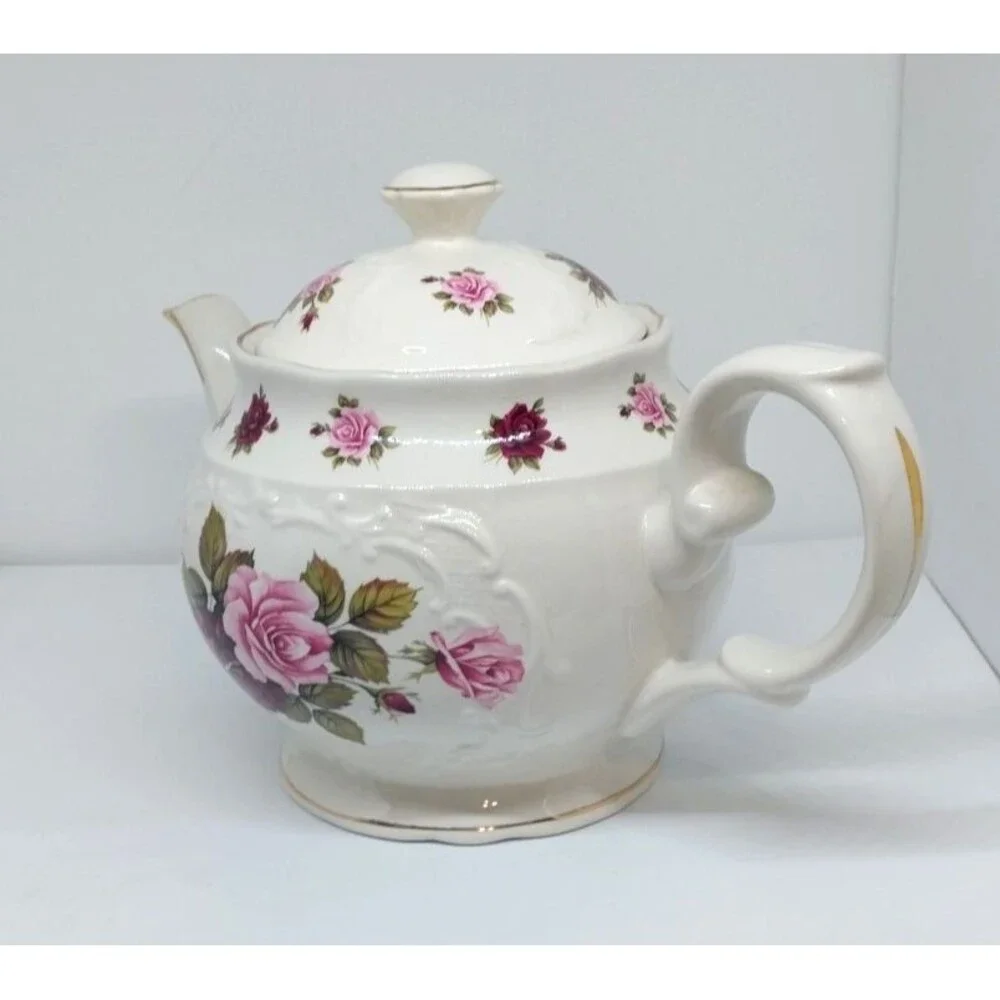 Vintage Crown Dorset Teapot Roses Staffordshire Fine Ceramics England